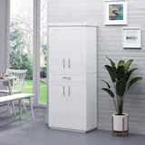 HOMCOM 72" Kitchen Pantry Cabinet, Freestanding Tall Storage Cabinet with 4 Doors, Drawer and 3 Adjustable Shelves for Dining Room, White HOMCOM