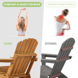 Oversized Wooden Folding Adirondack Chair with Ottoman, Pre-Assembled Backrest and Seat Board, Lounge Chair for Outdoor Patio Garden Lawn Backyard Firepit Deck Pool Beach Wood-Natrl