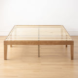 Mellow Naturalista Classic 16 Inch Solid Wood Platform Bed with Wooden Slats, Natural Pine, Queen Mellow