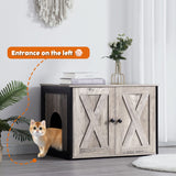 DWANTON Litter Box Enclosure, Cat Litter Box Furniture Hidden, Reversible Entrance Can Be on Left or Right Side, Wooden Cat Washroom Indoor, Fit Most of Litter Box, 27.6 x 19.7 x 19.7 Inches Dwanton