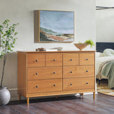 Walker Edison Modern 6-Drawer Solid Wood Dresser Bedroom Storage, 57 Inch, Caramel-T Walker Edison