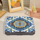 antor DIY Diamond Painting Wooden Storage Box, Floral Geometric Creative Special Shaped Rhinestone Art Flip Cover Jewelry Keepsake Box, Handmade Art Desktop Decorations Gift for Adults antor