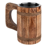 GoCraft Wooden Beer Mug with 18oz Stainless Steel Cup | Handmade Burnt Wood Drinking Stein Tankard Mugs for Men | Great Gift Idea Bar accessories GoCraft