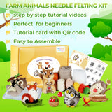 MOREJMTT Needle Felting Kit, 5 PCS Farm Animal Needle Felting Beginner Kits, Wool Felt Needle Felting Tools Foam Pad, Craft Party Supplies for Beginners Adult(Forest Animals) MOREJMTT