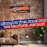 Colingmill Wall Mount Gun Rack Indoor Gun Rack for 2 Guns Wooden Gun Display Rack Wood Gun Storage Shelf with Flag Background Guns Wall Holder for Guns, Bows and Arrows Colingmill