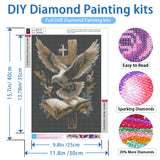 NWQZBYHT Religious Cross 5D Diamond Painting Kits for Adults,Bird Diamond Art Kits for Adults,DIY Round Full Drill Gem Art Kits for Beginner,Diamond Dots Picture Crafts Home Wall Decor 12x16 Inch NWQZBYHT