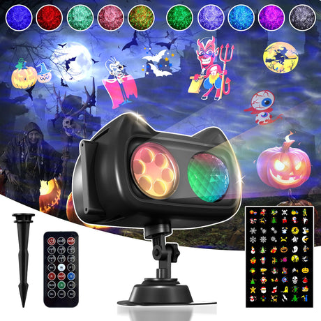 Halloween Christmas Projector Lights Outdoor Indoor, 2 in 1 HD Remote Control 60 Pattern Led Holiday Projector Light, IP44 Waterproof Decorations, Landscape Decor Outside for Xmas Yard Party Topritt