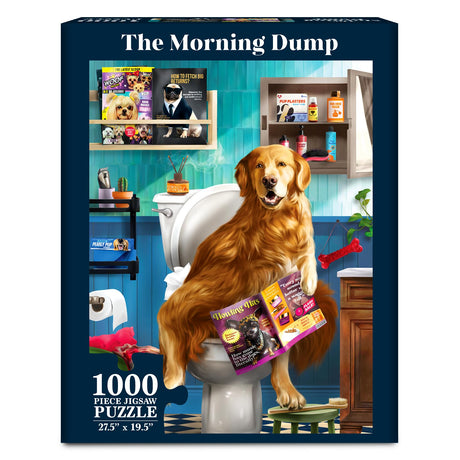 Jigsaw Puzzles for Adults and Families: The Morning Dump, 1000 Piece Puzzle, Brain-Boosting Fun for Ages 15+, Gifts for Dog Lovers (27.5" x 19.5") Gouda Games
