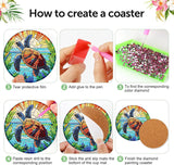 8 Pieces Diamond Art Painting Coasters Kit, Sea Turtle Diamond Art Coaster, DIY Diamonds Craft Kits for Adults and Beginners (Turtle Style) croshom