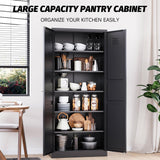 Metal Storage Cabinet with Doors and Shelves,Metal Pantry Cabinet,Black Craft Storage Cabinet,Ventilated Pantry Storage Cabinet,Large Tall Closet Cupboard for Home,Kitchen,Dining/Living/Laundry Room SISESOL