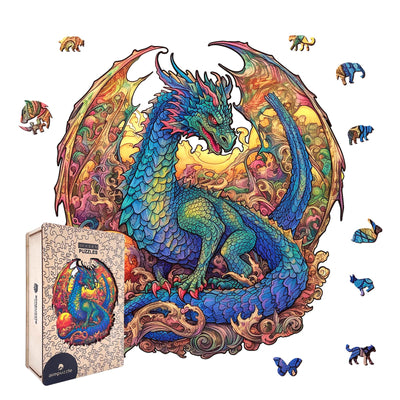 Dragon Wooden Puzzles for Adults Kids, Unique Animal Shaped Cool Wooden Jigsaw Puzzles, Premium Box Wood Cut Puzzles for Teens, Best Family Ideas (L-11.8 * 11.2 in-229pcs)