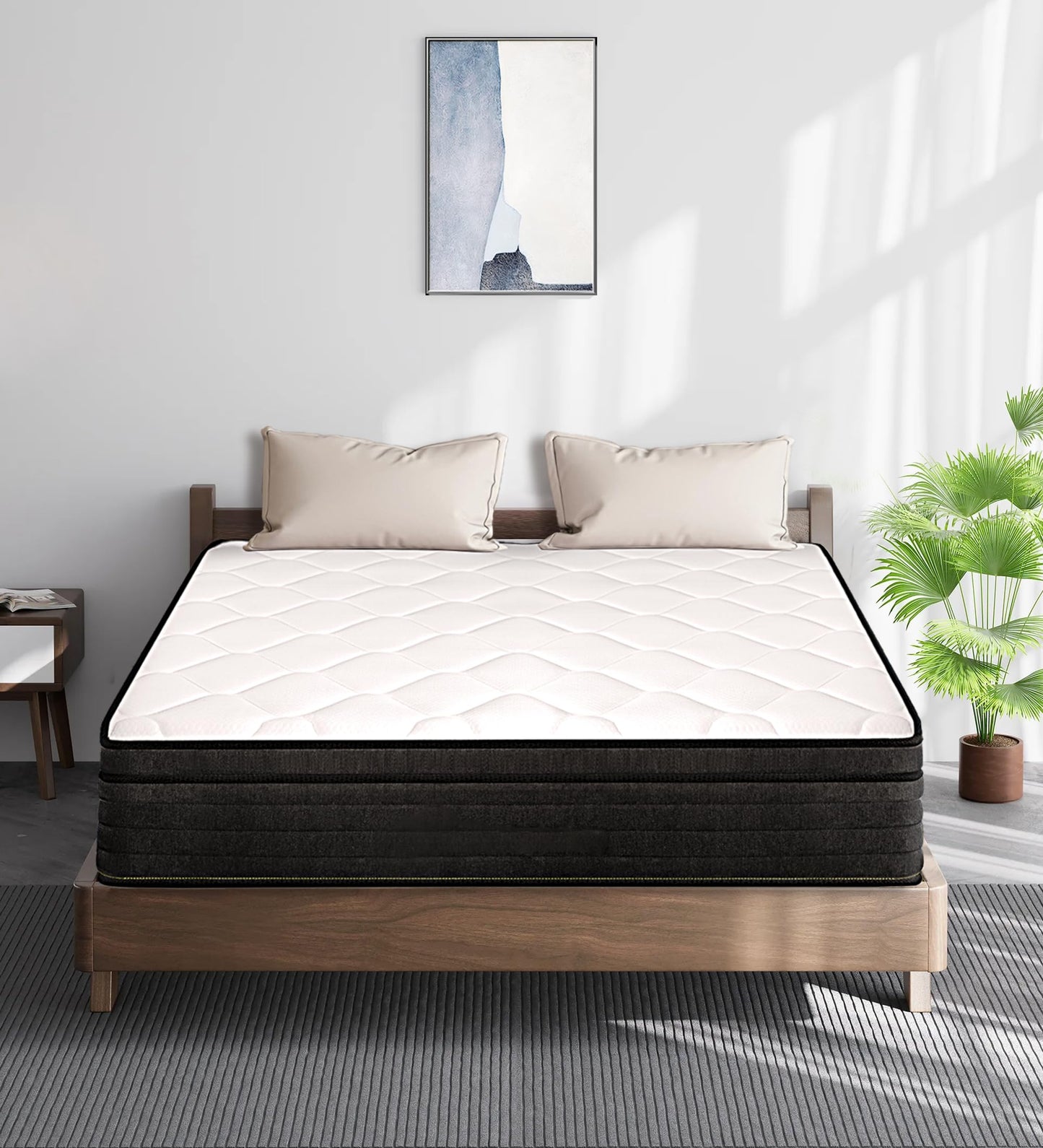 elitspace Full Size Mattress, Full Hybrid 12-inch Mattress in a Box, Memory Foam & Individually Pocket Coils for Pain Relief, Medium Firm Full Bed Mattress, CertiPUR-US Certified.