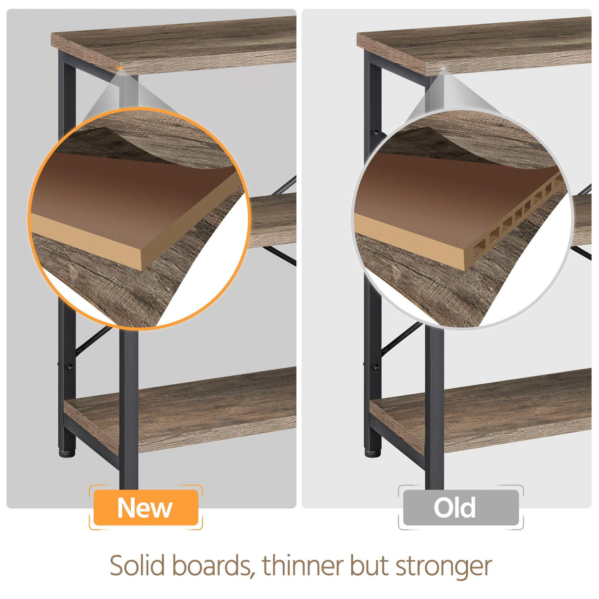 Yaheetech TV Stand for TV up to 65 Inch, 55 Inch Media Console Table with 3-Tier Storage Shelves for Living Room, Entertainment Center with Metal Frame, Taupe Wood Yaheetech