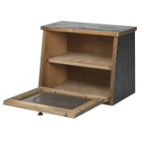 Amish Valley Products Rustic Wood Bread Box Large Kitchen Counter Storage Punched Willow Tin Primitive décor Interior Shelf Wooden Country Farmhouse Breadbox (Antique Black) AMISH VALLEY PRODUCTS