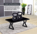 Taelakeni 16 Inch Metal Bench Coffee Table Legs, Set of 2, Black Taelakeni
