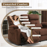 PALLOME Power Loveseat Recliner Sofa with Console, Loveseat Reclining Sofa with Heat & Massage, Home Theater Seating with Lumbar Pillow for Living Room, RV Recliner Loveseat (Velvet, Coffee) PALLOME