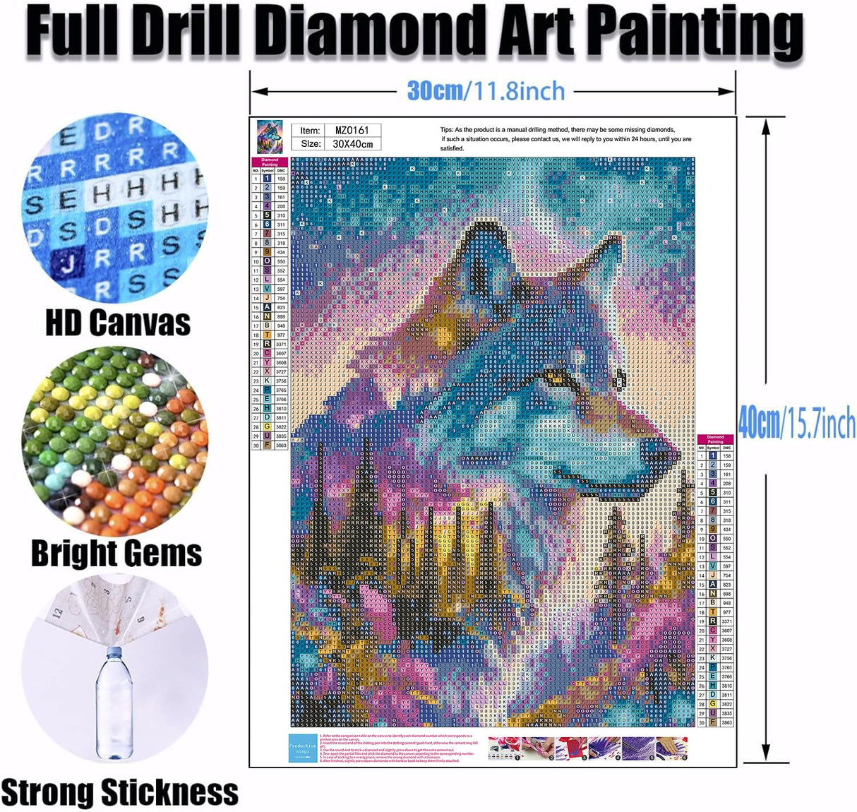 Ekuxom Wolf Diamond Art Kits for Adults, Forest Wolf Diamond Painting Kits, Round Full Drill Animal Wolf Diamond Art Painting Gem Art Wall Decor Gifts 12x16 inch Ekuxom