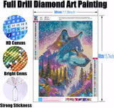 Ekuxom Wolf Diamond Art Kits for Adults, Forest Wolf Diamond Painting Kits, Round Full Drill Animal Wolf Diamond Art Painting Gem Art Wall Decor Gifts 12x16 inch Ekuxom