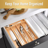 Besilord Silverware Organizer Kitchen Drawer Organizer Utensil Organizer Bamboo Silverware Holder Cutlery Organizer in Drawer Flatware Organizer Tray(5 slots, Natural Besilord