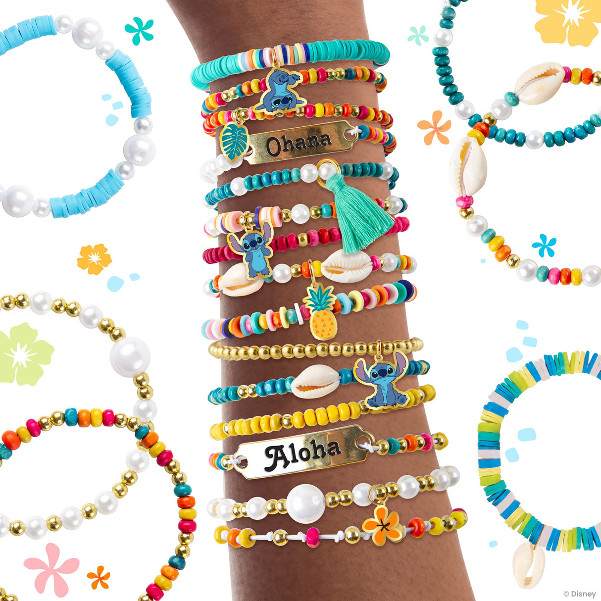 Fashion Angels Disney Stitch DIY Bracelet Making Kit, Includes 1,000+ Shell Beads, Tassels, & More, Lilo & Stitch Collectable Jewelry for Kids, Teen Girls & Boys Fashion Angels