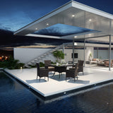 ALAULM 5 Piece Patio Dining Set All-Weather Wicker Outdoor Patio Furniture Set w/Tempered Glass Tabletop, Removable Cushions and Umbrella Hole for Patio, Backyard, Garden, Poolside (Brown) ALAULM