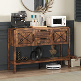 Maupvit Console Table with Storage，Farmhouse Sideboard Buffet Cabinet Kitchen Sideboard Cabinet with Storage Drawers and Bottom Shelf (Brown) Maupvit