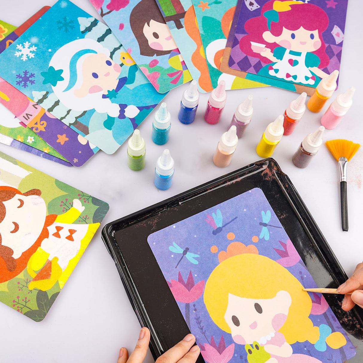 TNOONE Sand Art Kits for Kids,Crafts for Girls Ages 6-8,Princess DIY Creative Learning Toys,Ideal Gifts for Boys TNOONE