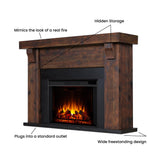 Real Flame Gunnison Grand 64” Electric Fireplace with Mantel for Living Room or Bedroom, Replaceable Fireplace Insert Heater, Realistic Log and Flame Effect, Remote Control, Timer, Barnwood Real Flame
