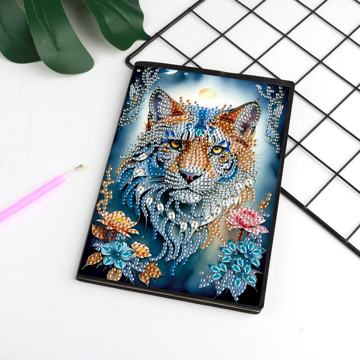 DCIDBEI 2 Pack DIY Diamond Painting Notebook Tiger Horse A5 Blank Diamond Painting Diary Sketchbook Book Rhinestone Craft Diamond Art Notebook Students 50 Sheets Diamond Journal Kits DCIDBEI