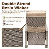 Domi Outdoor Recliner Chair, Patio Recliner with Hand-Woven Wicker, Flip Table Push Back, Adjustable Angle, Thickness Cushions, Reclining Lounge Chair for Indoor & Outdoor Use, Beige domi outdoor living