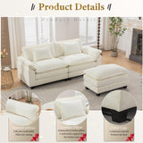 URRED Cloud Couch Modular Sectional Sofa, 82.6" Modern L Shaped Deep Seat Sofa with Ottoman & Pillows, Ultra Comfy Chenille Couches for Living Room, Bedroom or Apartment, White URRED