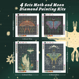4 Sets Moth and Moon Diamond Painting Moon Moth DIY 5D Diamond Painting Kits Art with Accessories and Tools for Adults Beginners Craft Home Wall Decor, 4 Styles Fumete