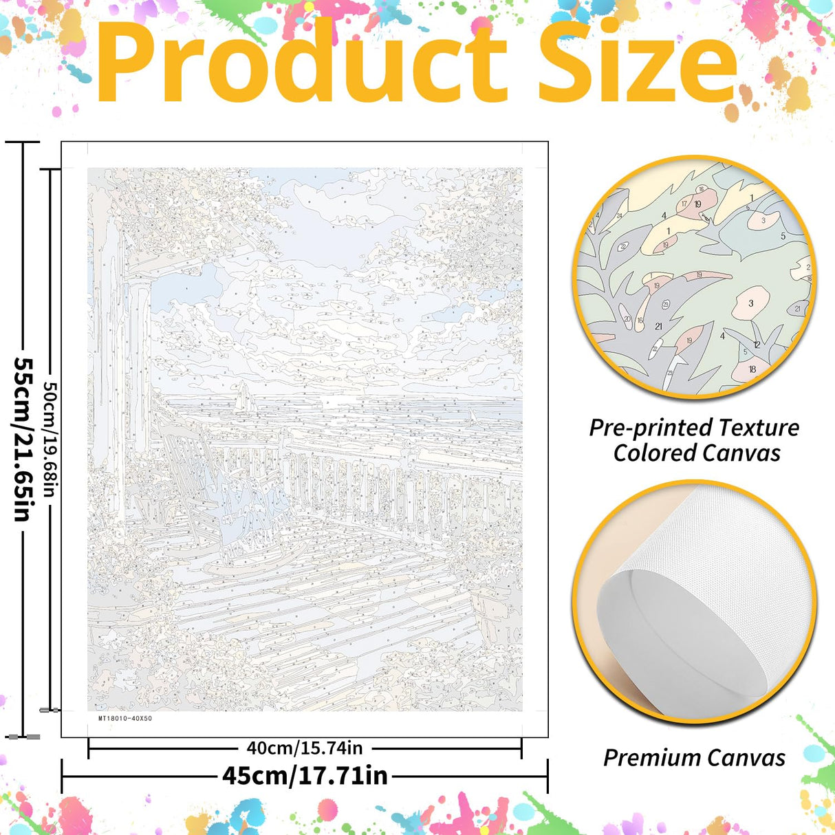 Landscape Paint by Numbers for Adult, Paint by Numbers Kit for Adults Beginners, DIY Beach Acrylic Painting on Canvas for Home Wall Art Decor 16x20Inch Mandun