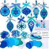 Winlyn 24 Sets Christmas Craft Kits Winter Crafts DIY Snowflake Baubles Ornaments Decorations Snowflake Foam Stickers Christmas Arts and Crafts for Kids Holiday Classroom Art Activities Party Favors Winlyn