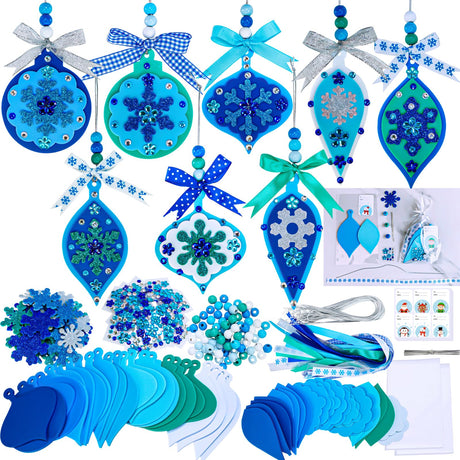 Winlyn 24 Sets Christmas Craft Kits Winter Crafts DIY Snowflake Baubles Ornaments Decorations Snowflake Foam Stickers Christmas Arts and Crafts for Kids Holiday Classroom Art Activities Party Favors Winlyn