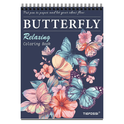 TIEFOSSI Relaxing Butterfly Coloring Book, for Adults to Relax and Relieve Anxiety,160 GSM 50 Original Tearable Designs, Gift for Kids Adult