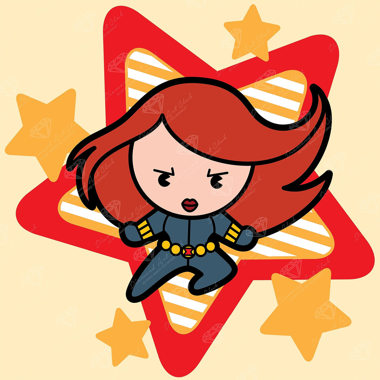 DIAMOND ART CLUB Marvel Black Widow Canvas Diamond Painting Kit, Superhero Diamond Canvas, Round 5D Diamond Art for Adults, 13" x 13" (32.8 x 32.8 cm) DIAMOND ART CLUB
