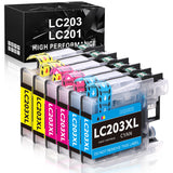 LC203XL Compatible Ink Cartridge Replacement for Brother LC203XL LC201XL LC203 LC201 to Use with MFC-J480DW MFC-J880DW MFC-J4420DW MFC-J680DW MFC-J885DW (2 Cyan, 2 Magenta, 2 Yellow, 6 Pack) DAM aila