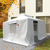 Domi 10' x 12' Universal Winter Gazebo Cover, All Season Waterproof Enclosed Cover with Sidewalls & Ventilated Mesh Windows, All-Weather Outdoor Cover for Hardtop Gazebos, White domi outdoor living