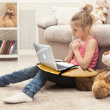 GlikCeil 30.5" Wood Curved Lap Desk Table Tray with Handles Wooden Foldable Lap Desk Wood Curved Bed Tray Wooden Lap Board Curved Keyboard Lap Tray for Laptop Computer Mouse GlikCeil