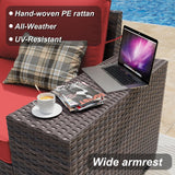 ALAULM 10 Pieces Patio Furniture Set with 2 Swivel Chairs Patio Furniture Outdoor Sectional Sofas with 55000 Gas Fire Pit Patio Conversation Set w/7 Cushions-Red ALAULM