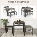 Tangkula Dining Table Set for 4, Kitchen Table and 2 Chairs for 4 with Bench, Additonal Storage Rack, 4 Piece Dining Table Set for Small Space, Apartment Tangkula