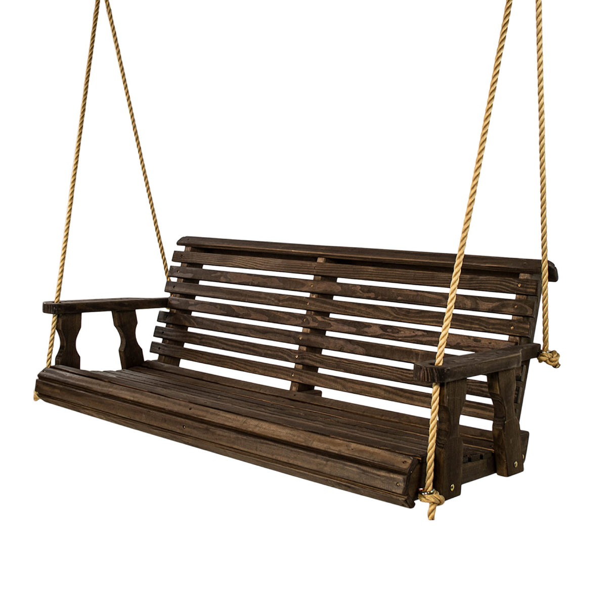 Amish Casual Heavy Duty 800 Lb Roll Back Treated Porch Swing with Hanging Ropes (5 Foot, Dark Walnut Stain) Amish Casual