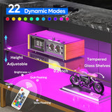 Bestier TV Stand for 75/80/85/90 Inch TV, LED Gaming Entertainment Center, Modern TV Cabinet with Glass Shelves for Living Room, 2 Storage Drawers & Cabinets for Bedroom, Black Glossy Bestier