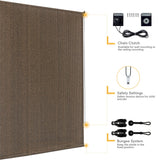 VICLLAX Outdoor Roller Shade Fabric for Porch Gazebo, Patio Blinds Roll Up Shade (8' W X 8' L), Mocha VICLLAX