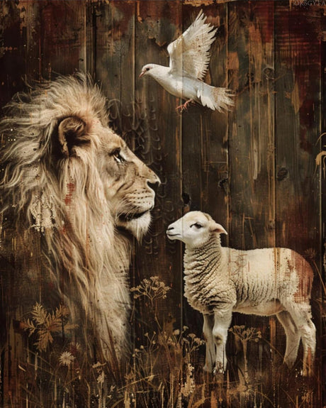 OKSGYTA Lion Lamb Paint by Numbers Kit for Adults, Vintage Animal Paint by Number on Canvas, Digital Oil Painting Kits Suitable for Home Wall Decoration Gift 20"x16" OKSGYTA