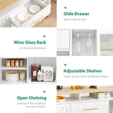 YITAHOME Large Kitchen Island with Power Outlet, Rolling Kitche Cart with Wine Rack, Mobile Storage Islands with Spice Rack Glass Holder, Island Table on Wheels for Living Room, 50 Inch Wide, White YITAHOME