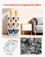 VEVOR Plastic Stackable Storage Bins, 10.9 x 5.5 x 5.1 inch (8 Pack), Plastic Containers for Organizing & Storage Bins for Closet, Garage, Small Parts, Office Supplies, Other Accessories, Transparent VEVOR