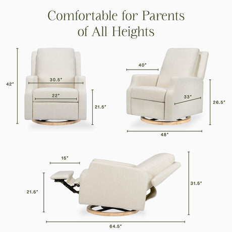 Namesake Crewe Recliner and Swivel Glider in Ivory Boucle with Light Wood Base, Greenguard Gold Certified NAMESAKE