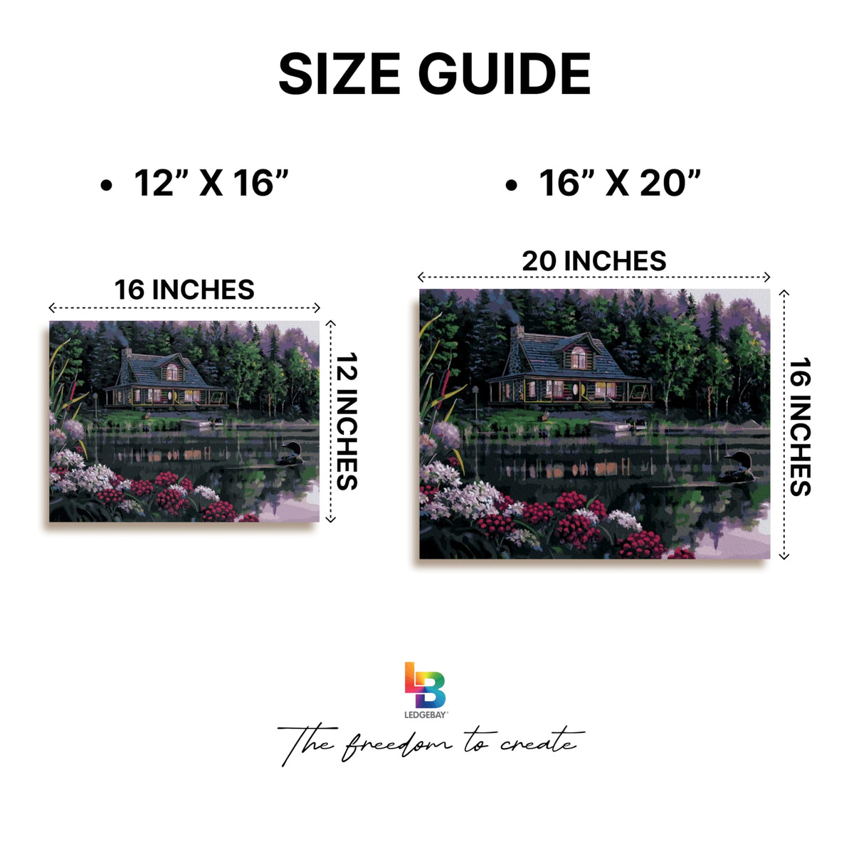 Ledgebay DIY Paint by Numbers Kit for Adults Framed Canvas Beginner to Advanced Paint by Numbers Kit Kits Include Acrylic Paint Set Brushes Tabletop Easel (Still Waters 12" x 16" Framed) Ledgebay